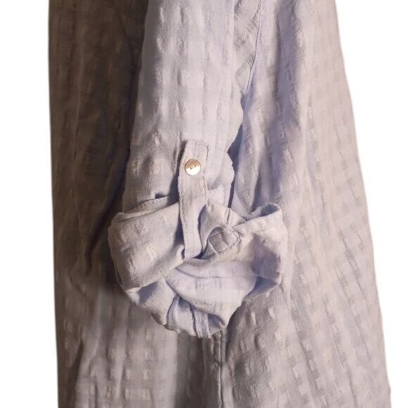 J.Jill 2X Womens Textured Seersucker Button Down Shirt Blouse Light Blue - Picture 9 of 10